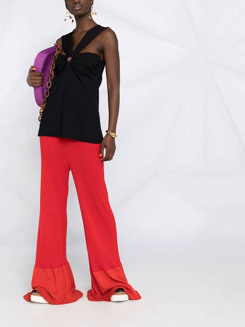 Stella McCartney rib-knit long-length trousers outlook