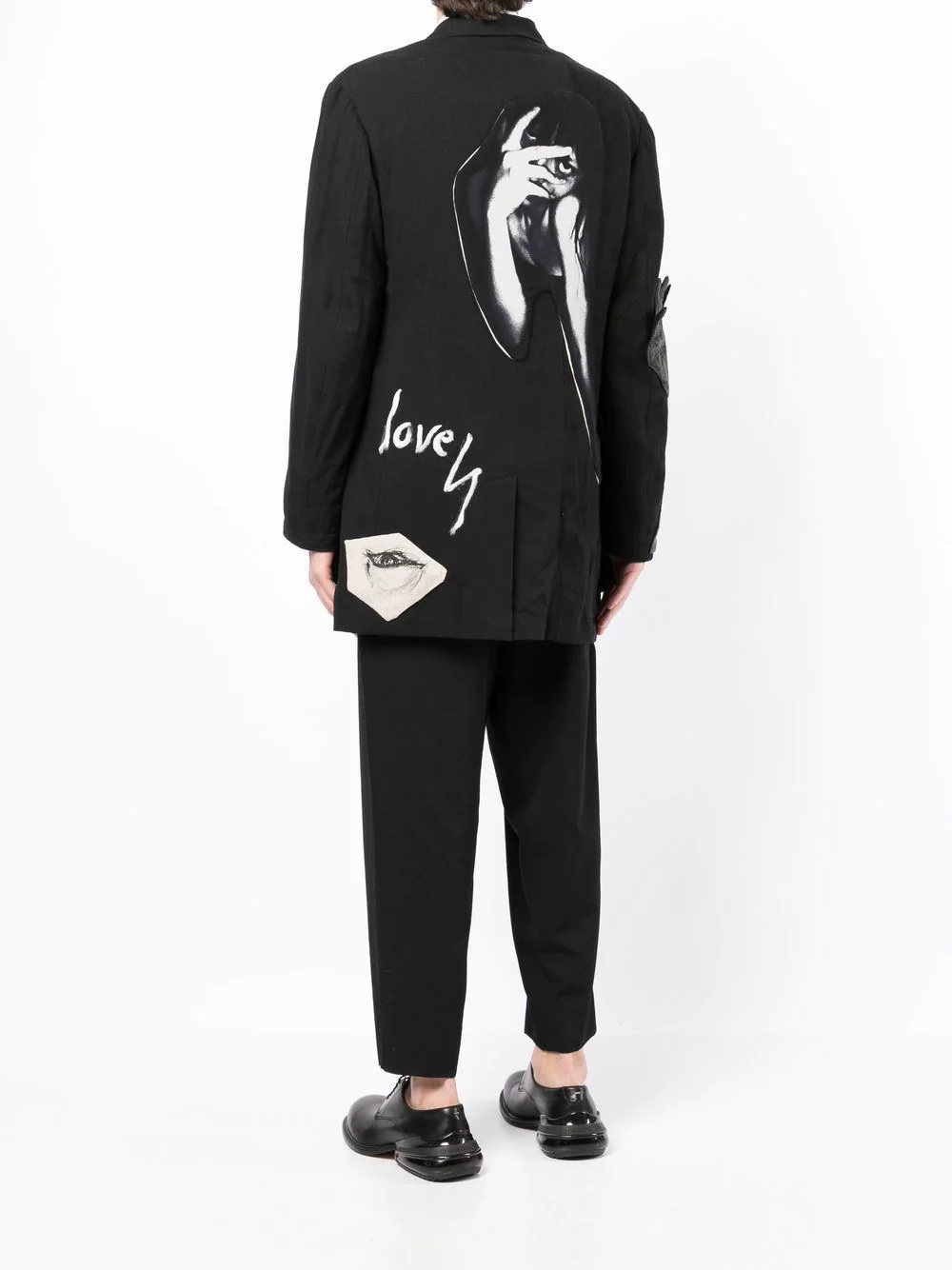 graphic-print cotton blazer - 4
