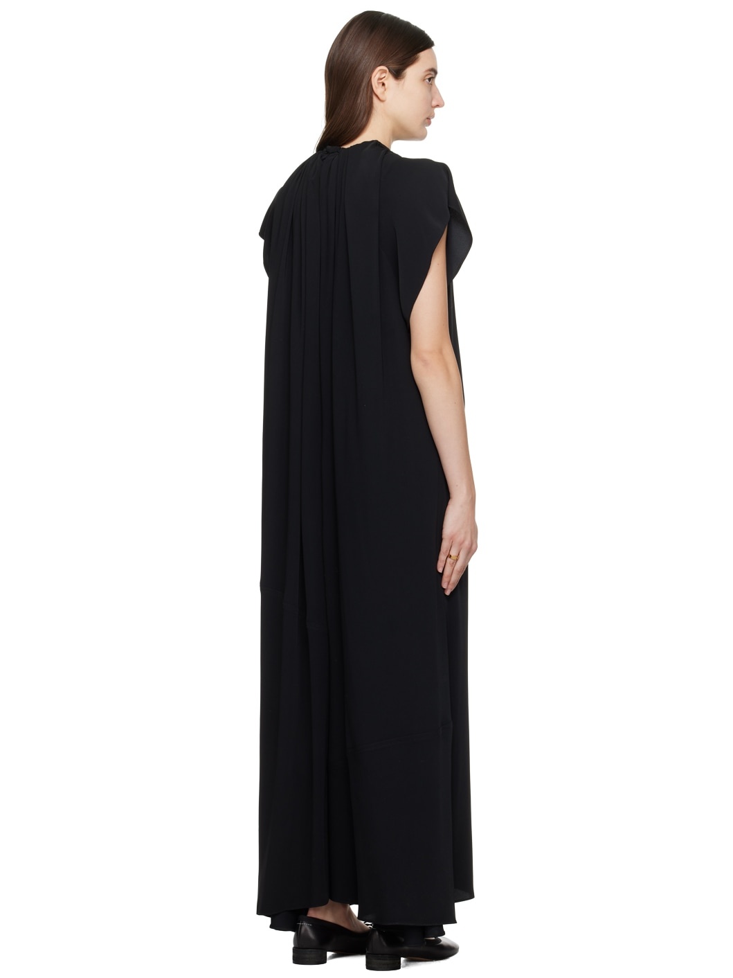 Black Asymmetric Maxi Dress - 3