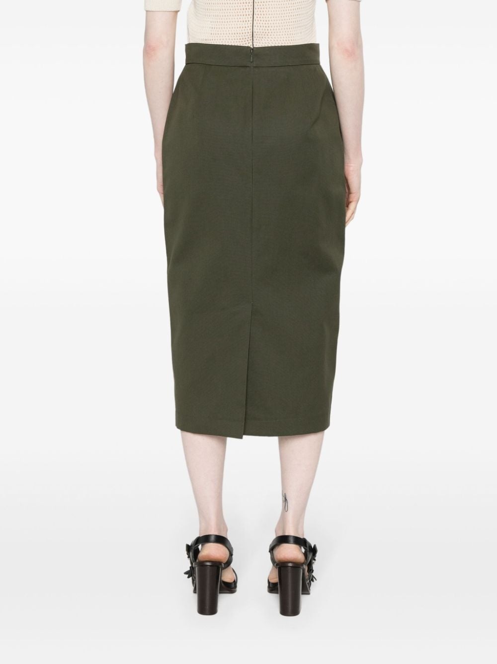 cotton pencil midi skirt - 4