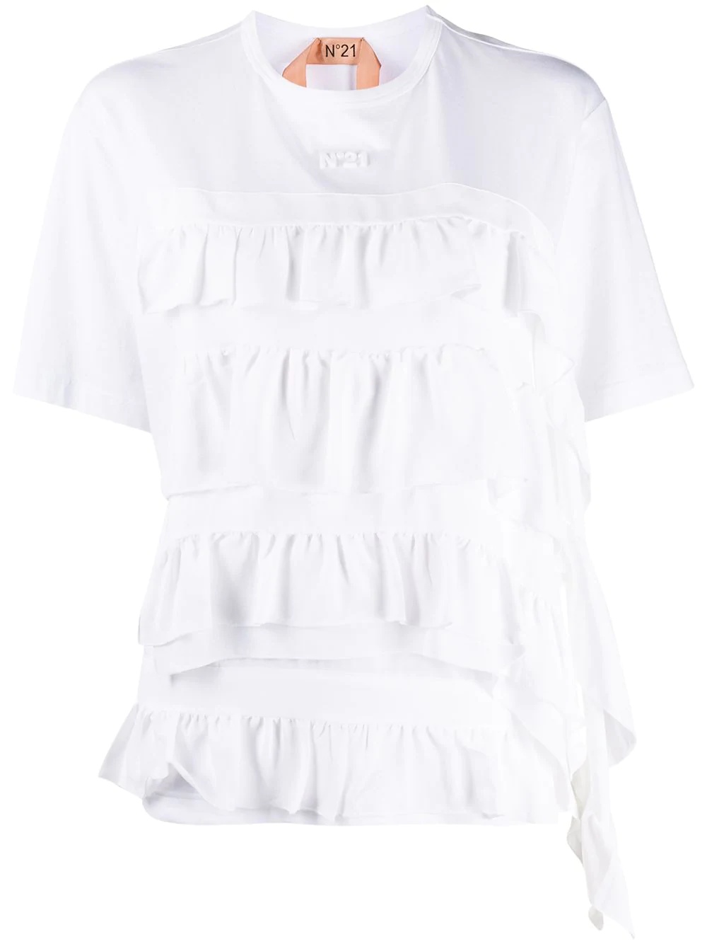 ruffled-detailing crew-neck T-shirt - 1