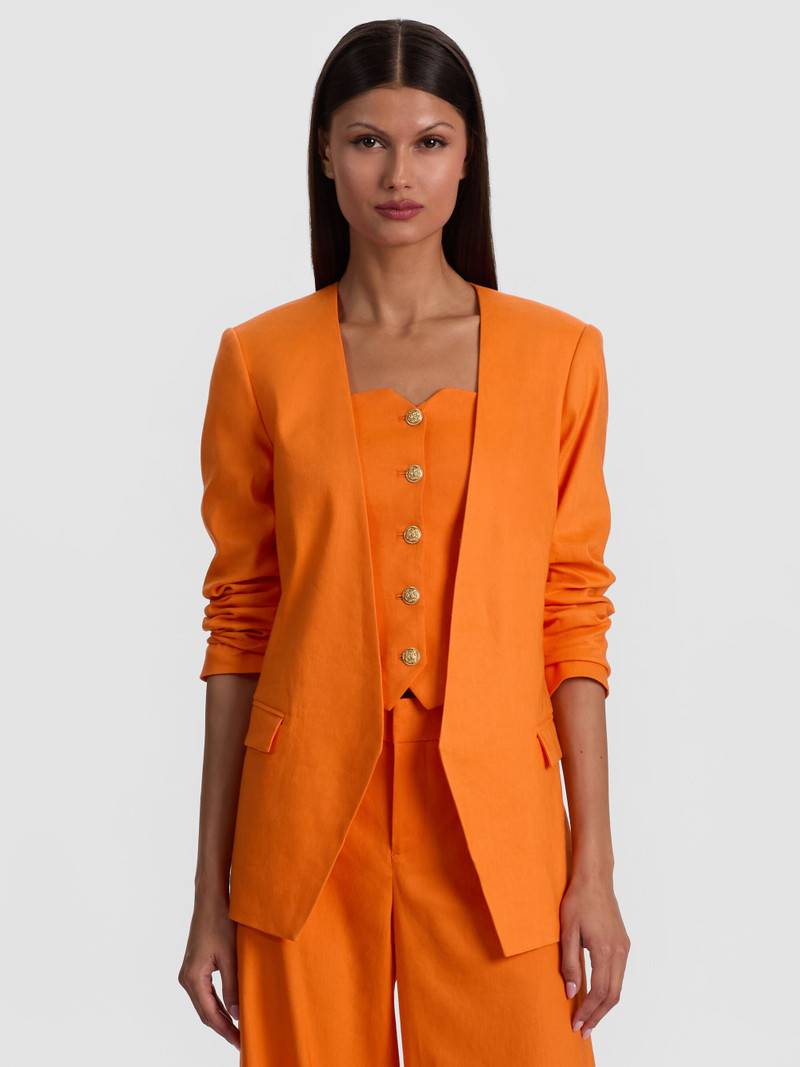 CORBIN COLLARLESS LINEN BLAZER 2