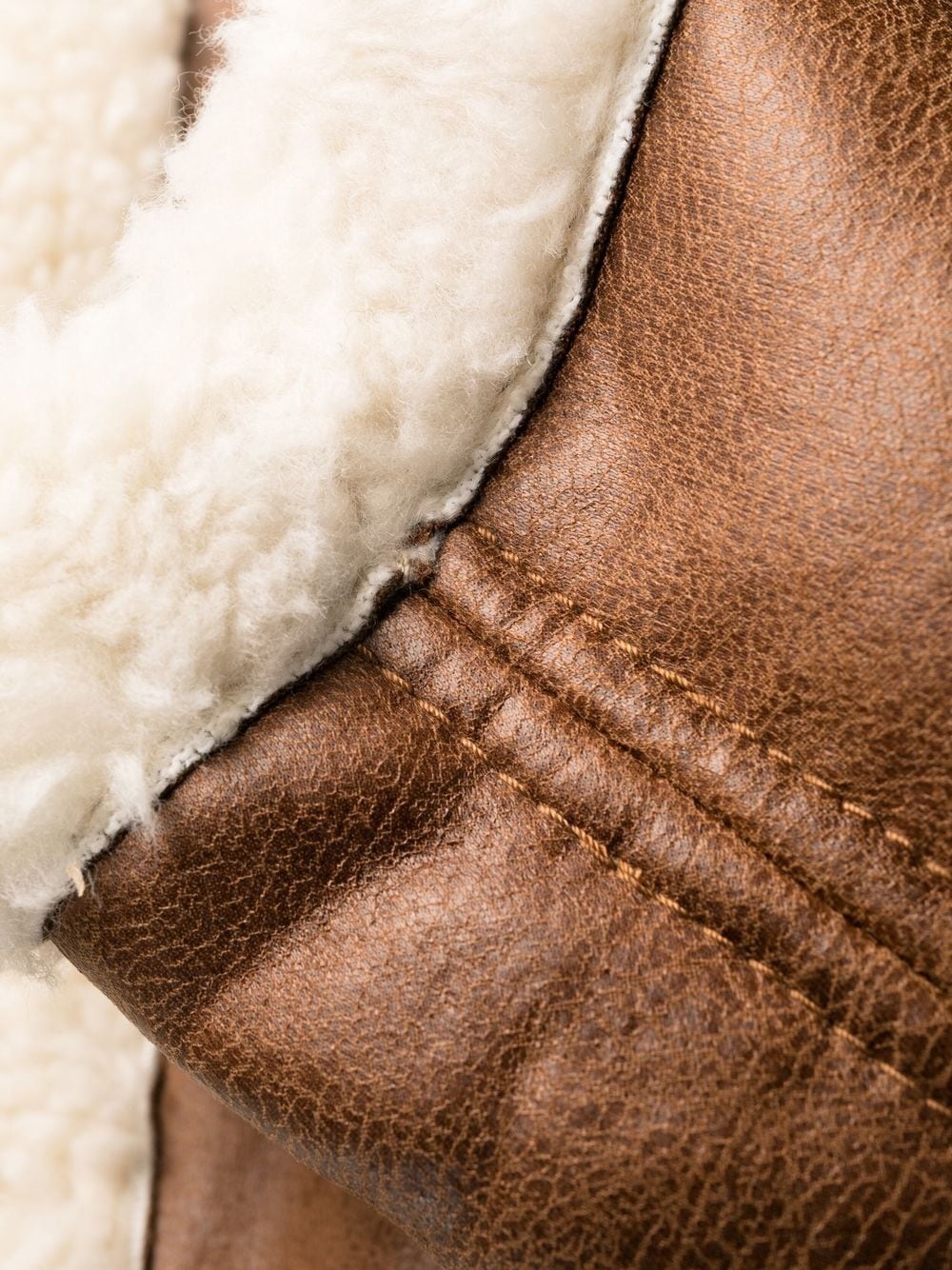 faux-shearling collarless coat - 7