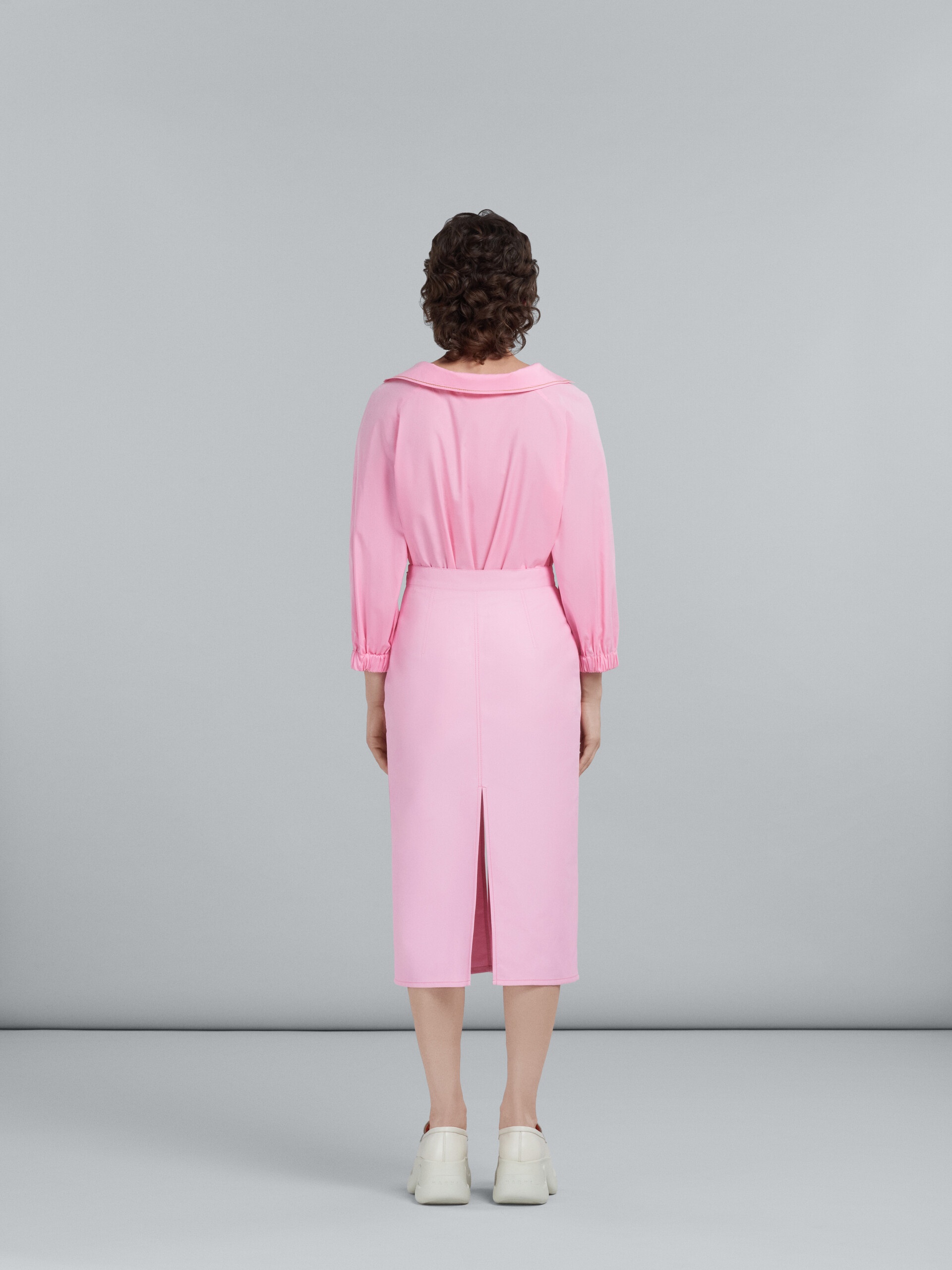 PINK SKIRT IN TECHNICAL COTTON-LINEN - 3