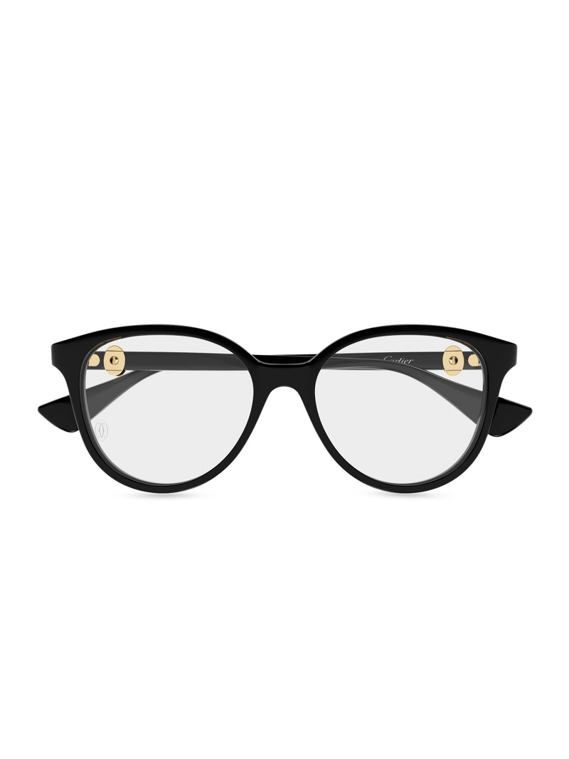 Women's Double C 53MM Round Optical Glasses - Black Clear 1