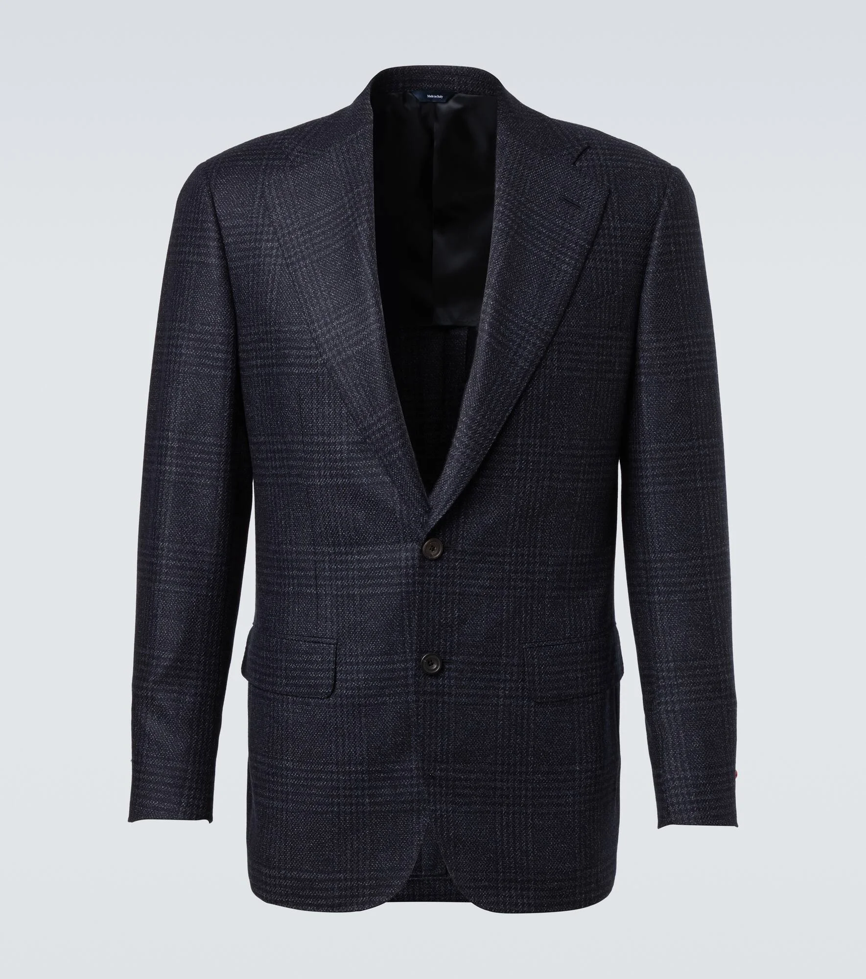 Checked wool and silk blazer - 1