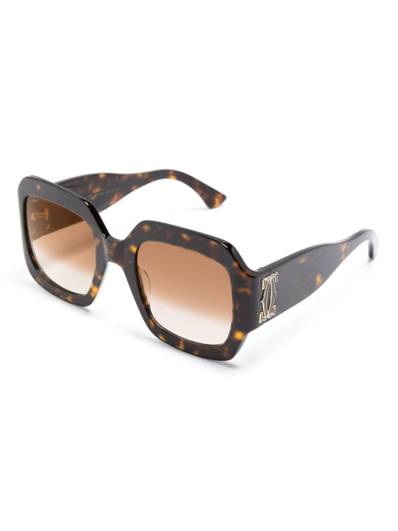 Cartier tortoiseshell geometric-frame sunglasses outlook