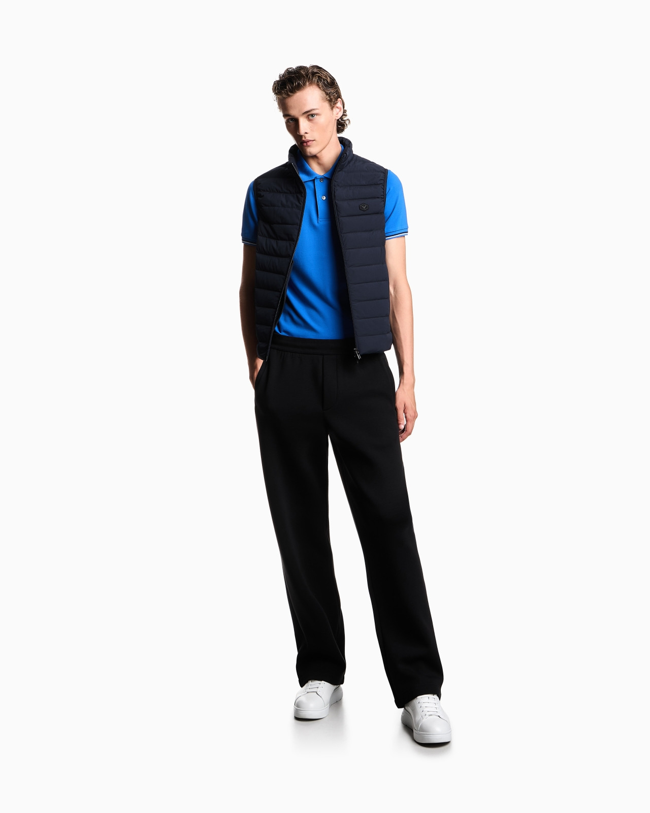 Slim-fit stretch piqué polo shirt with micro eagle - 2