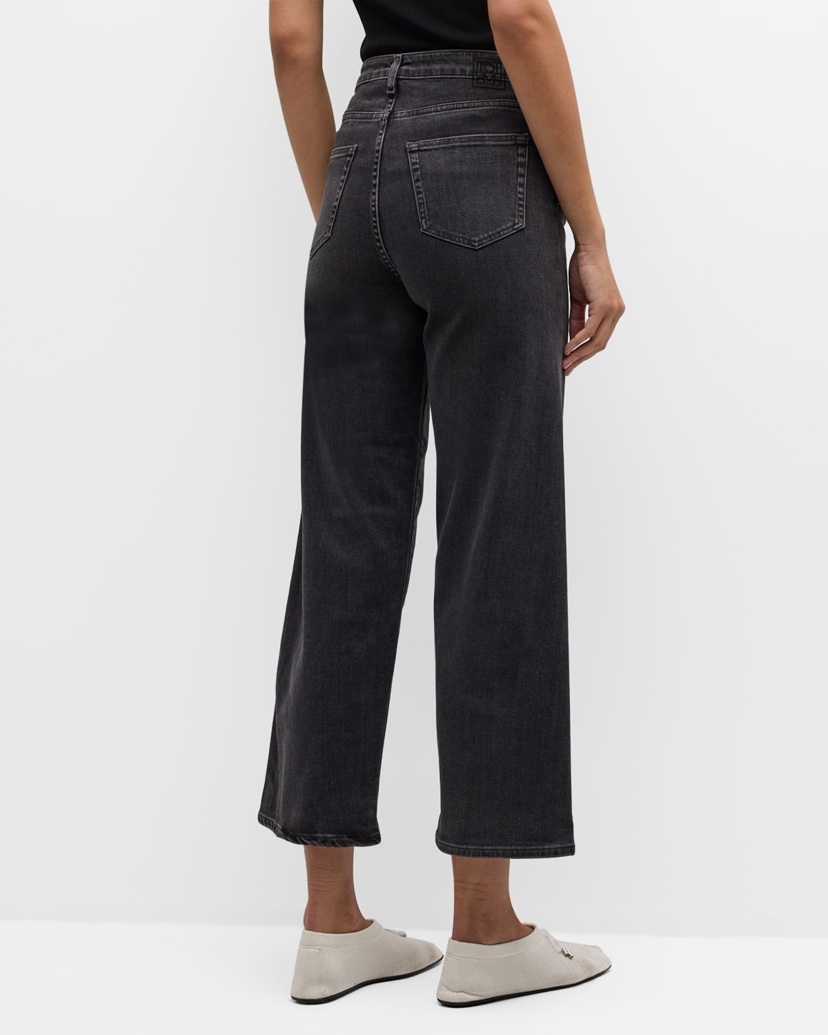 High-Rise Flare Crop Denim Pants - 6