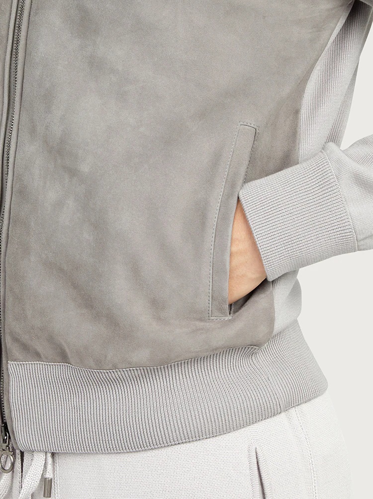 KNITTED BLOUSON WITH LEATHER DETAILS - 5