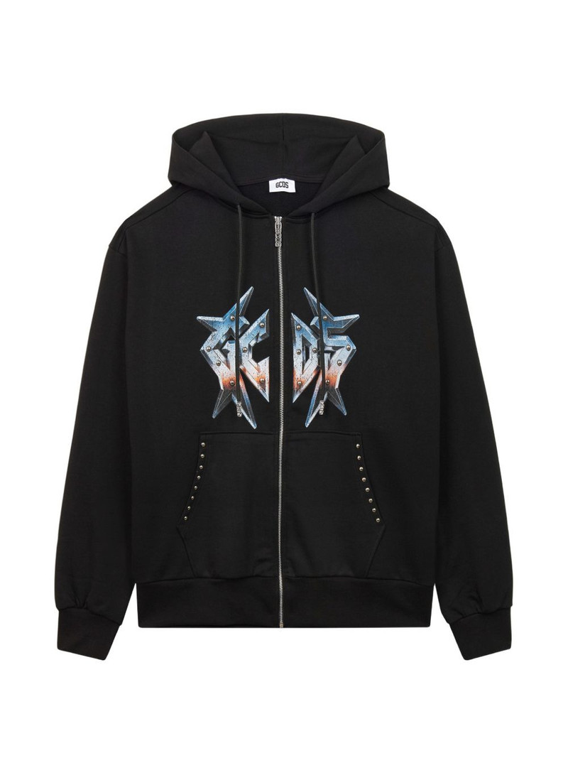 graphic-print zip-up cotton hoodie 1
