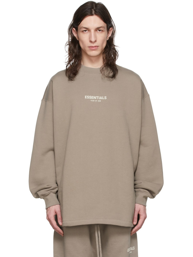 Taupe Cotton Sweatshirt - 1
