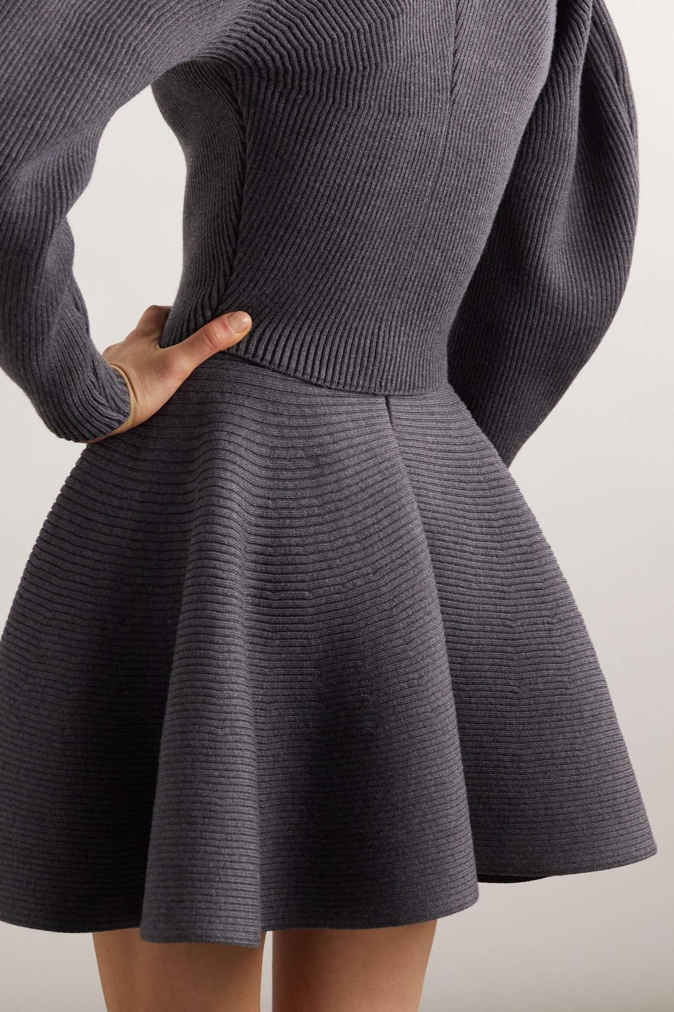 Ribbed wool-blend mini skirt - 4