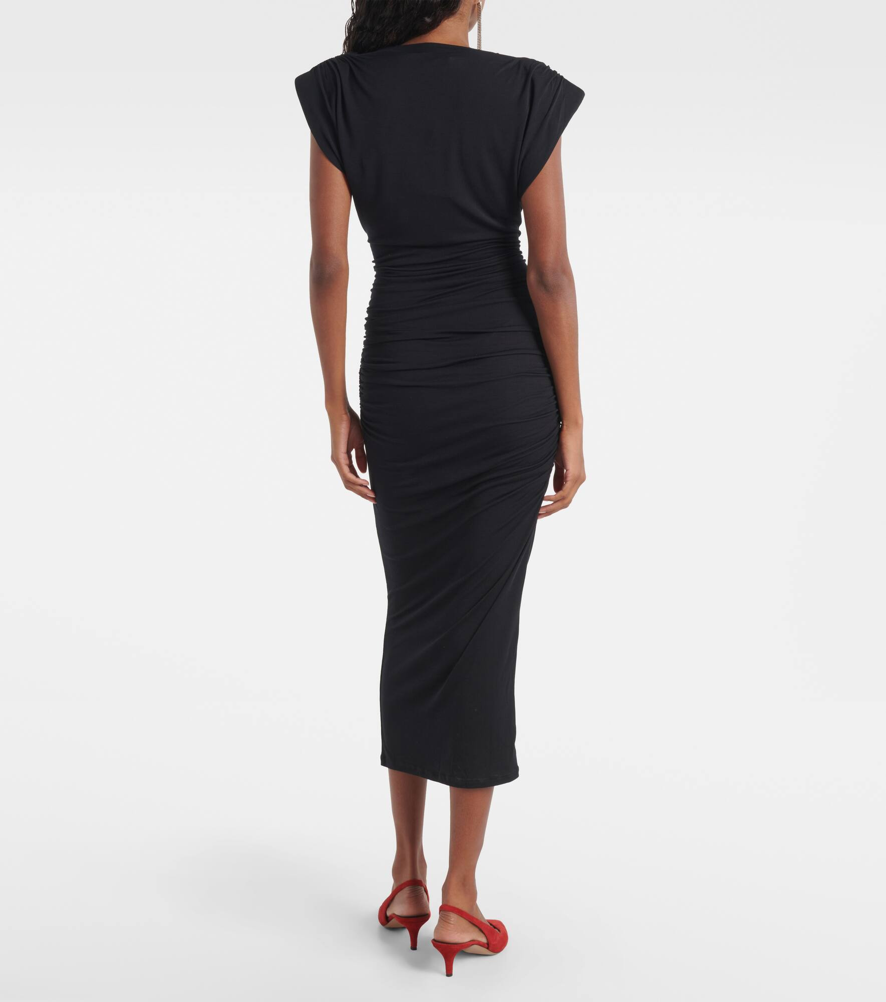 Donna draped jersey midi dress - 3
