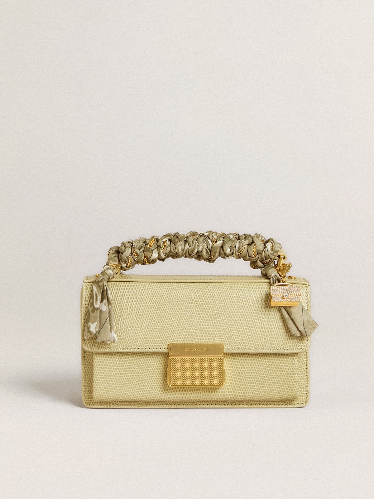 Purse-shaped charm in gold-colored brass with crystals - 5