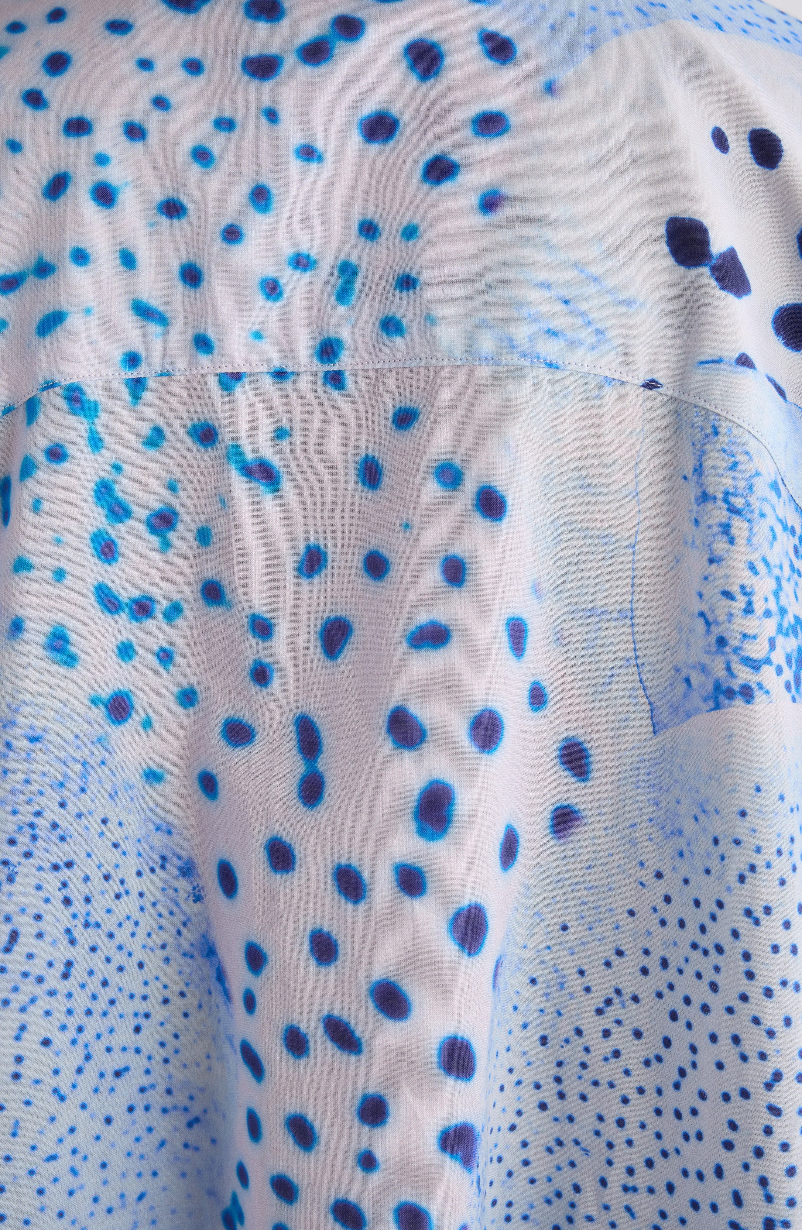 Dries Van Noten Dasia Orchid Spot Long Sleeve Cotton Shirtdress in Blue at Nordstrom - 6