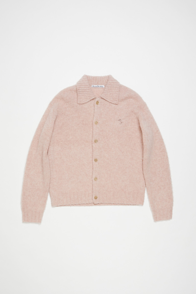 Polo wool cardigan - Pink melange 1