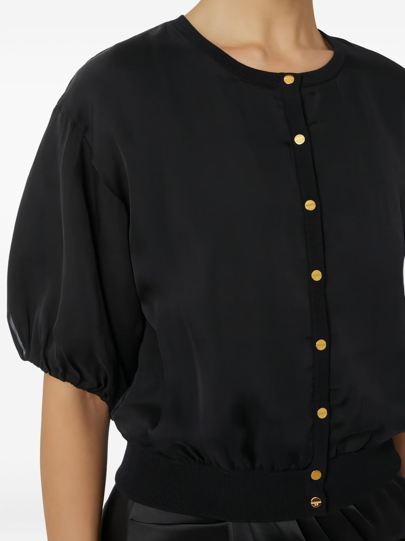 jewel-button puffed-sleeve cardigan 4