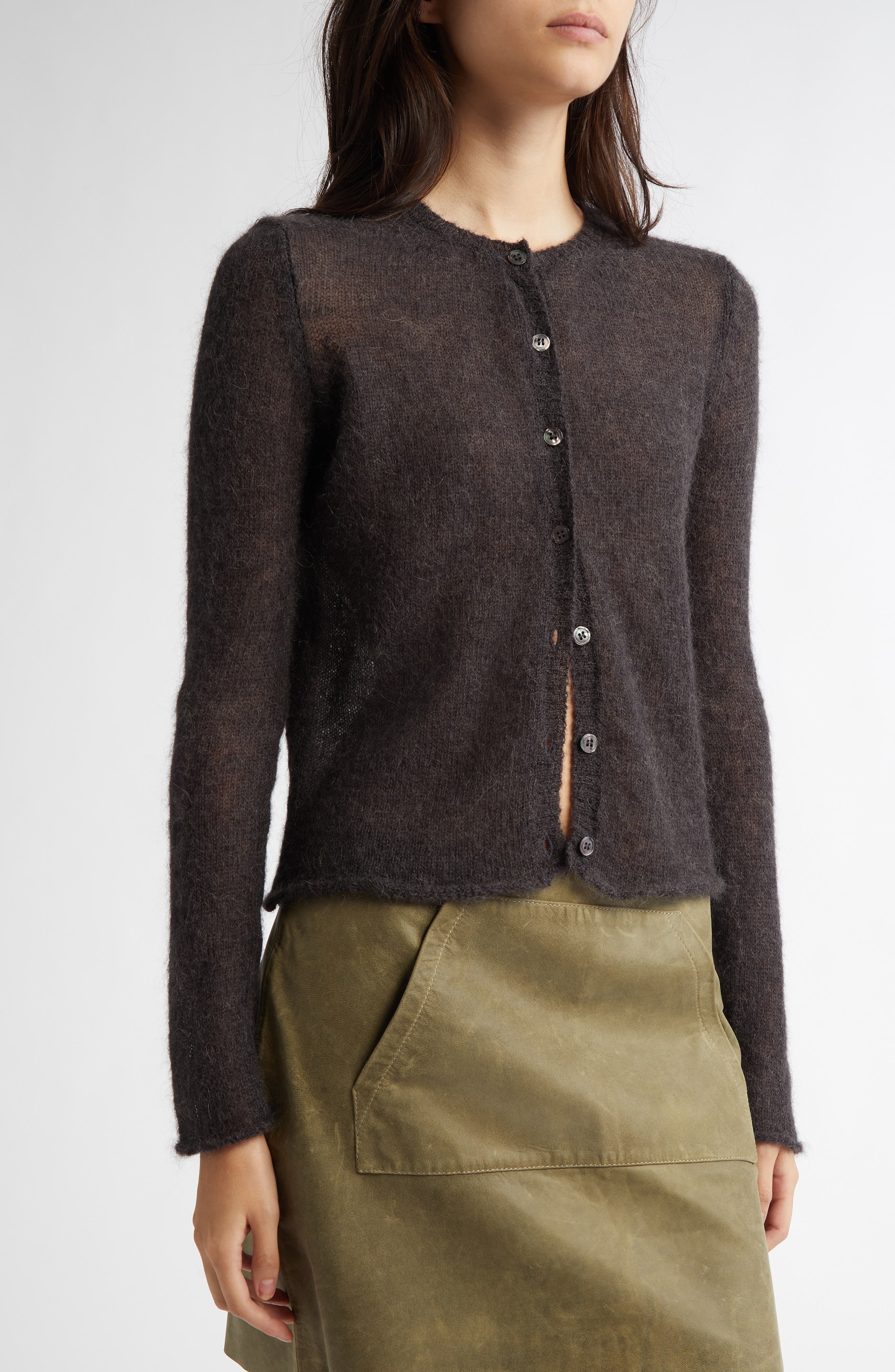 Paloma Wool Button Fine Champions Mohair & Alpaca Blend Cardigan in Grey at Nordstrom - 5