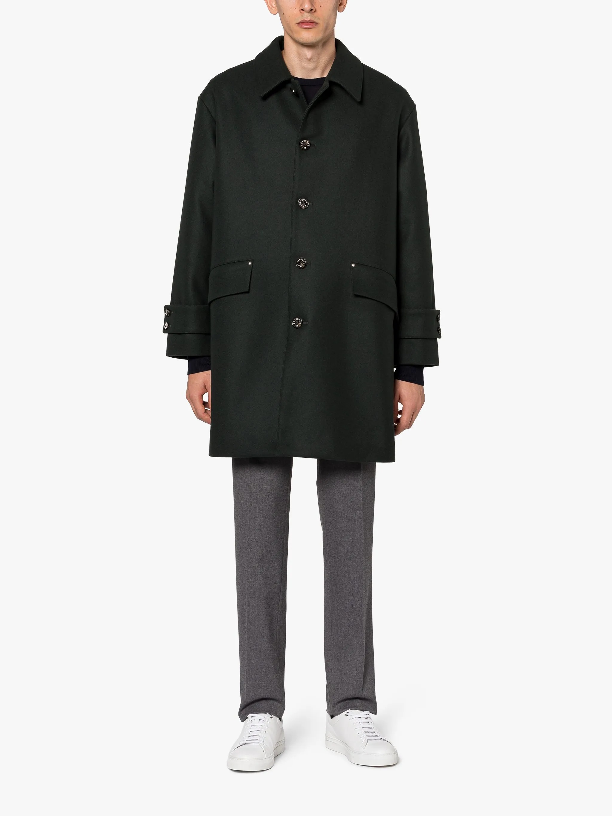 HUMBIE DARK GREEN WOOL OVERCOAT - 2