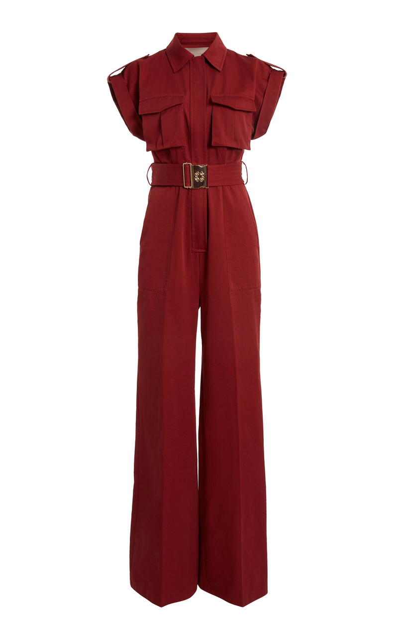 Pocket-Detail Cotton-Gabardine Jumpsuit burgundy 1