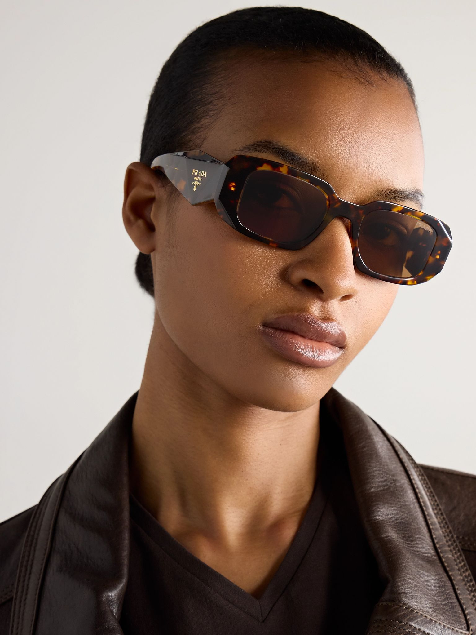 Square-frame tortoiseshell acetate sunglasses Tortoiseshell - 2