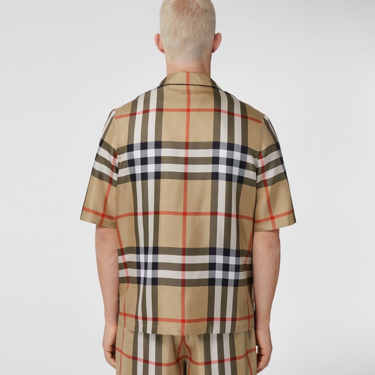 Short-sleeve Check Silk Shirt - 4