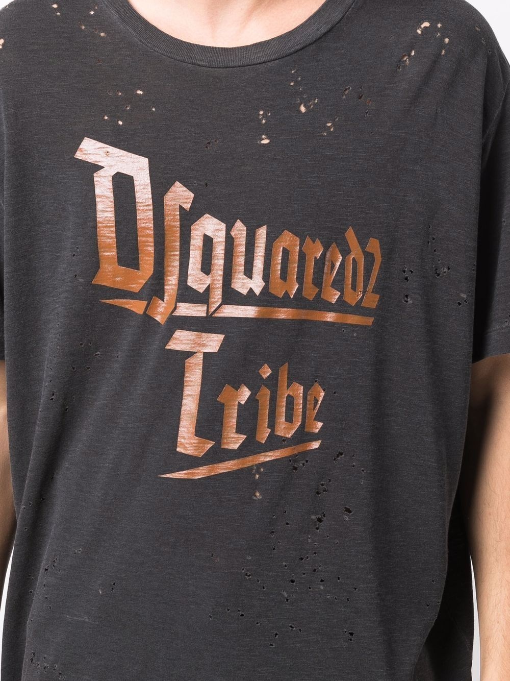 distressed logo-print T-shirt - 5