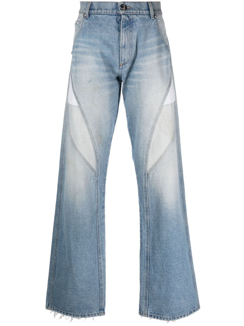exposed-pocket cotton jeans 1