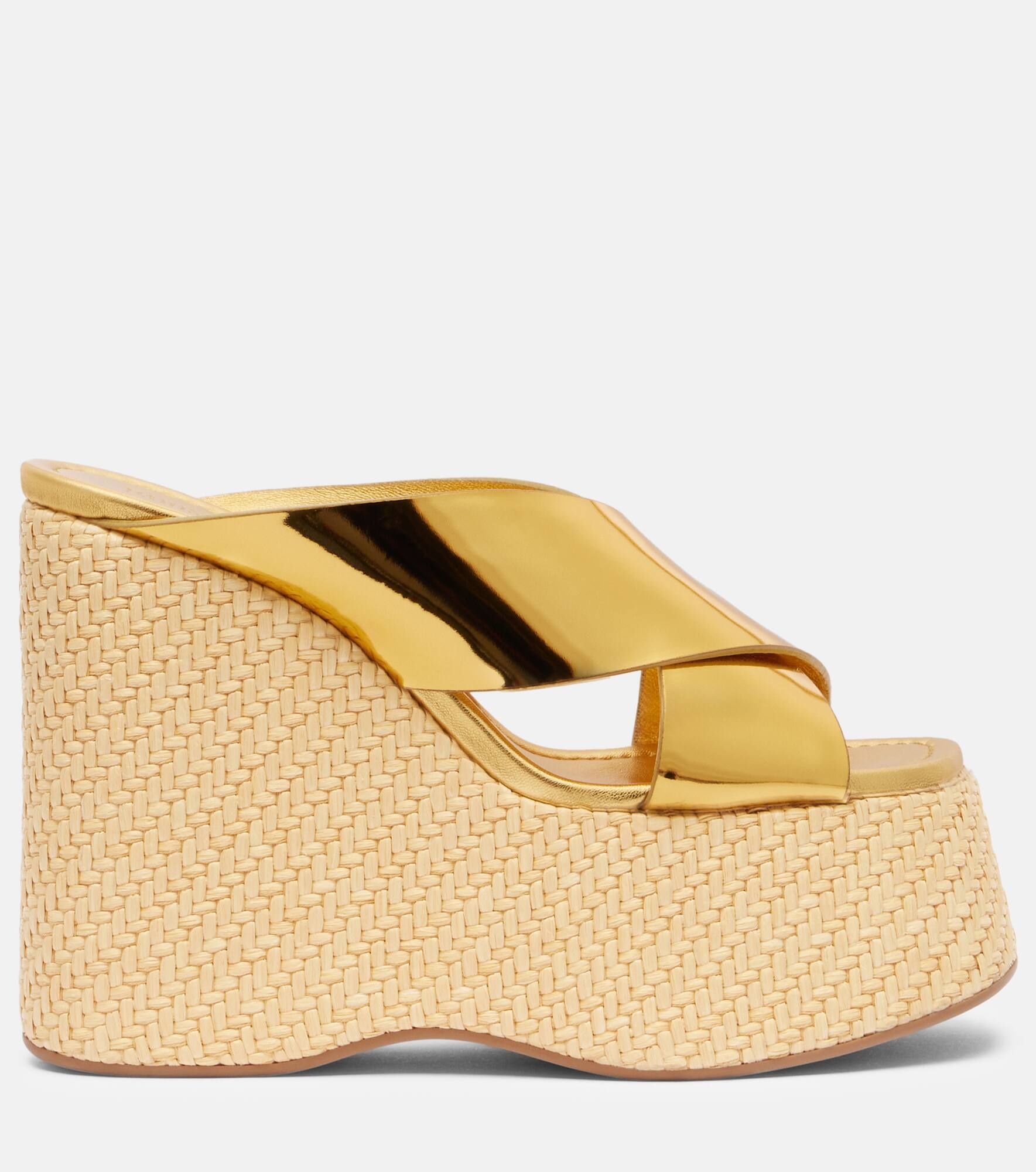 Mara metallic leather wedge mules - 4