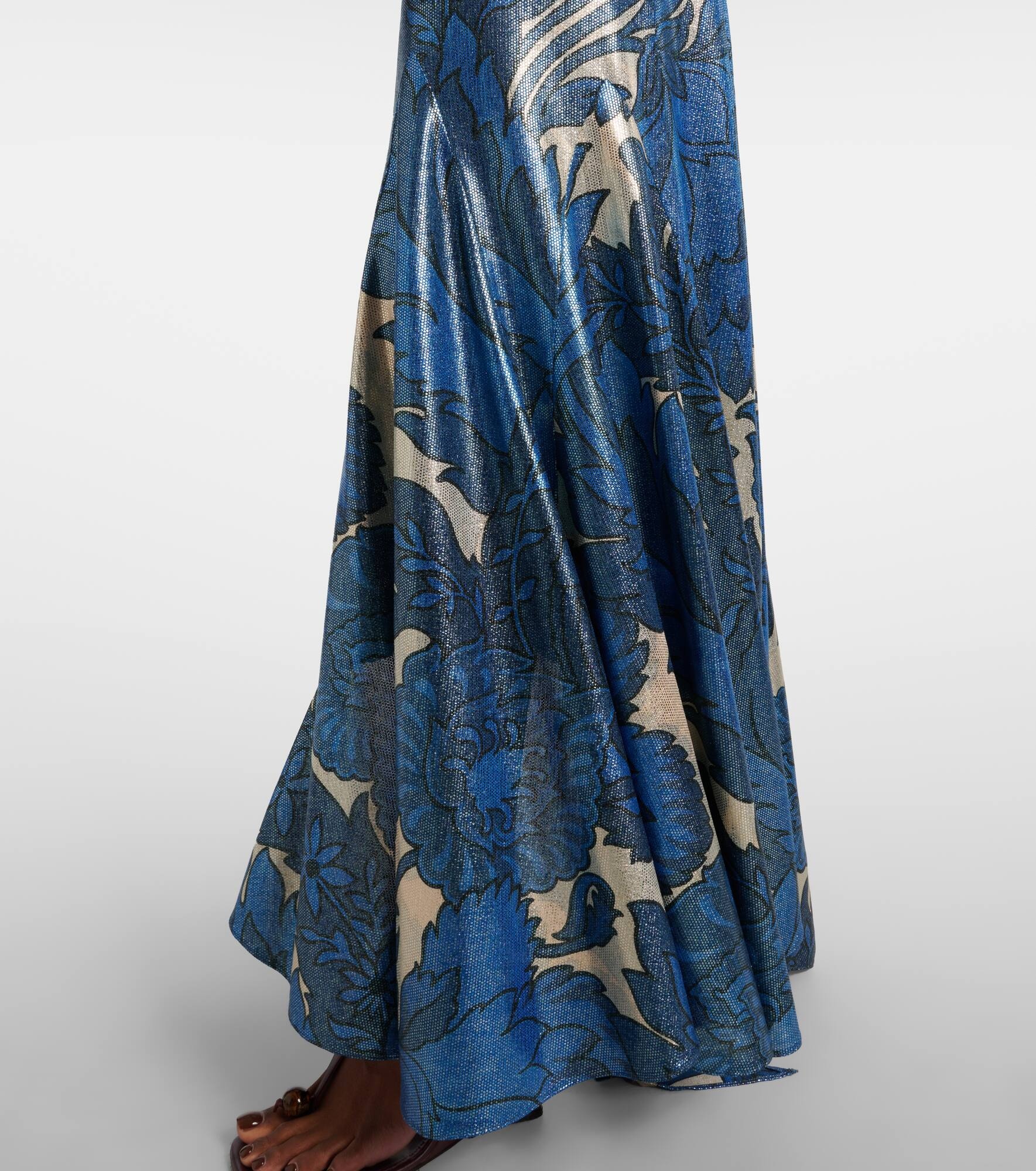 Printed asymmetric lamé maxi skirt - 5