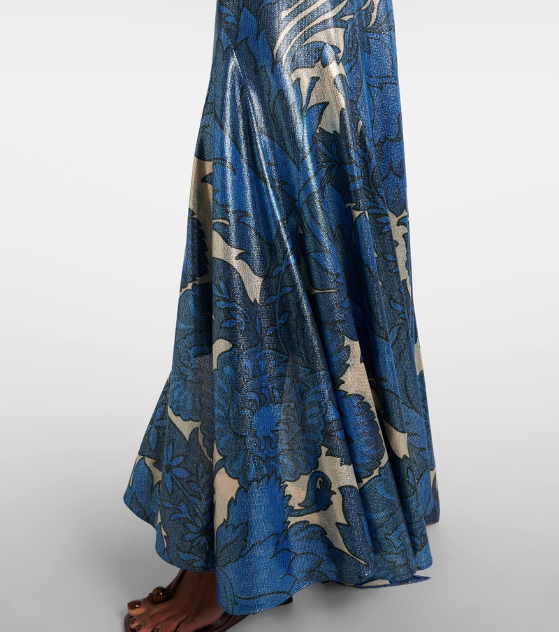 Printed asymmetric lamé maxi skirt 5