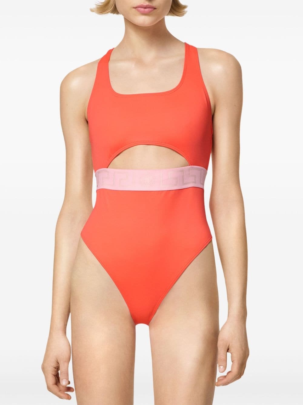 Greca Border cut-out swimsuit - 2
