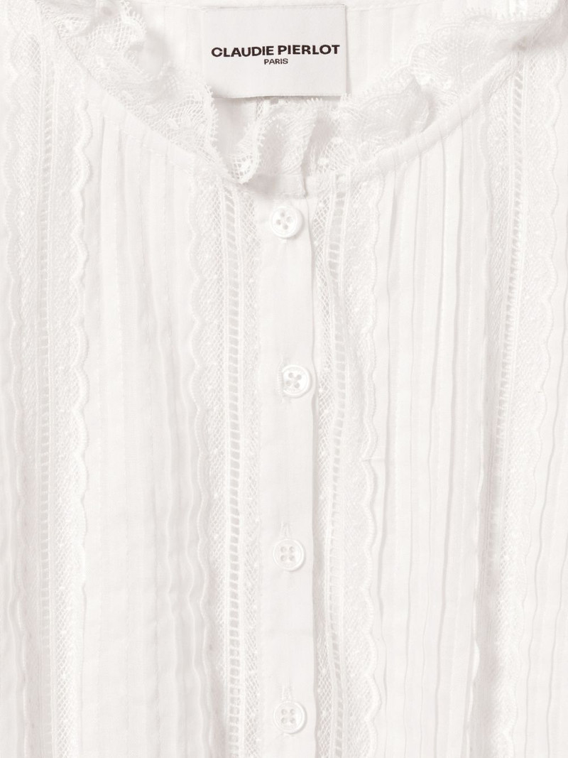 lace-trim pleated shirt 7