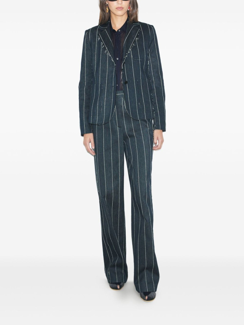 TORY BURCH pinstripe frayed-edge blazer outlook