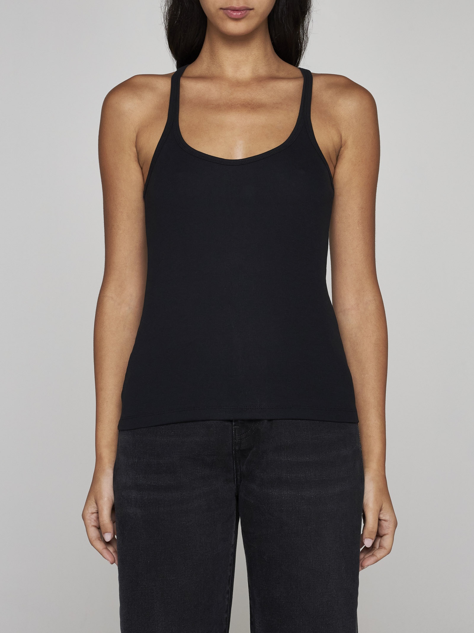 Cotton ribbed knit tank top - 3