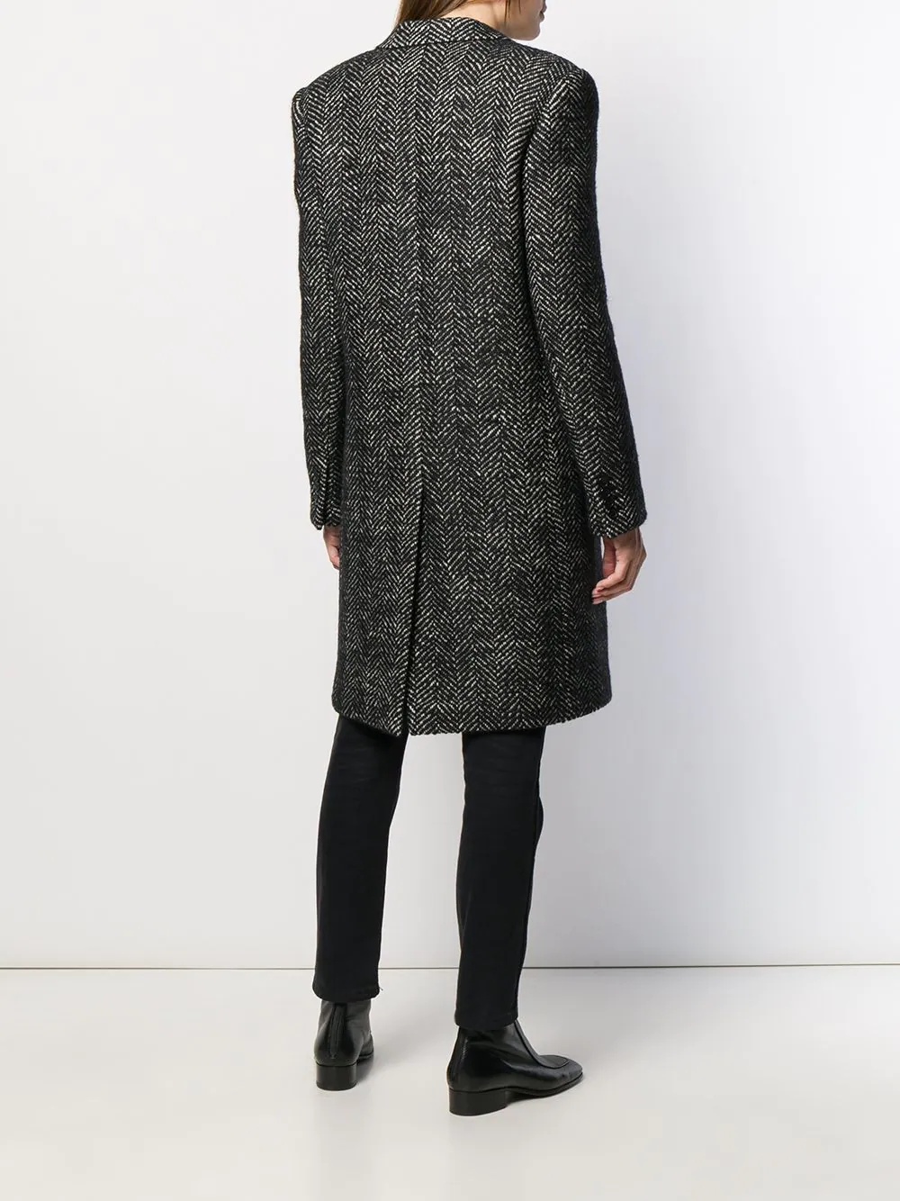 herringbone double-breasted coat - 4