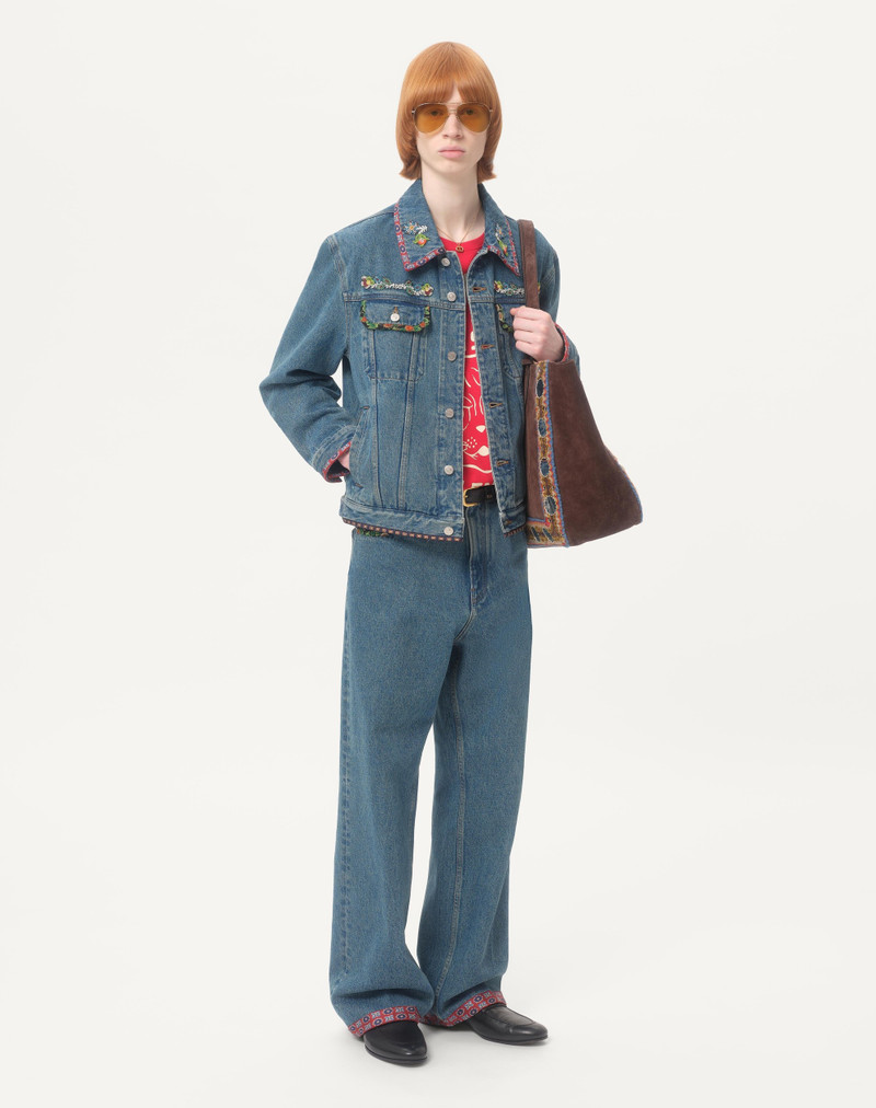 Valentino DENIM JACKET WITH BEADED EMBROIDERY AND PRINTED EDGES outlook