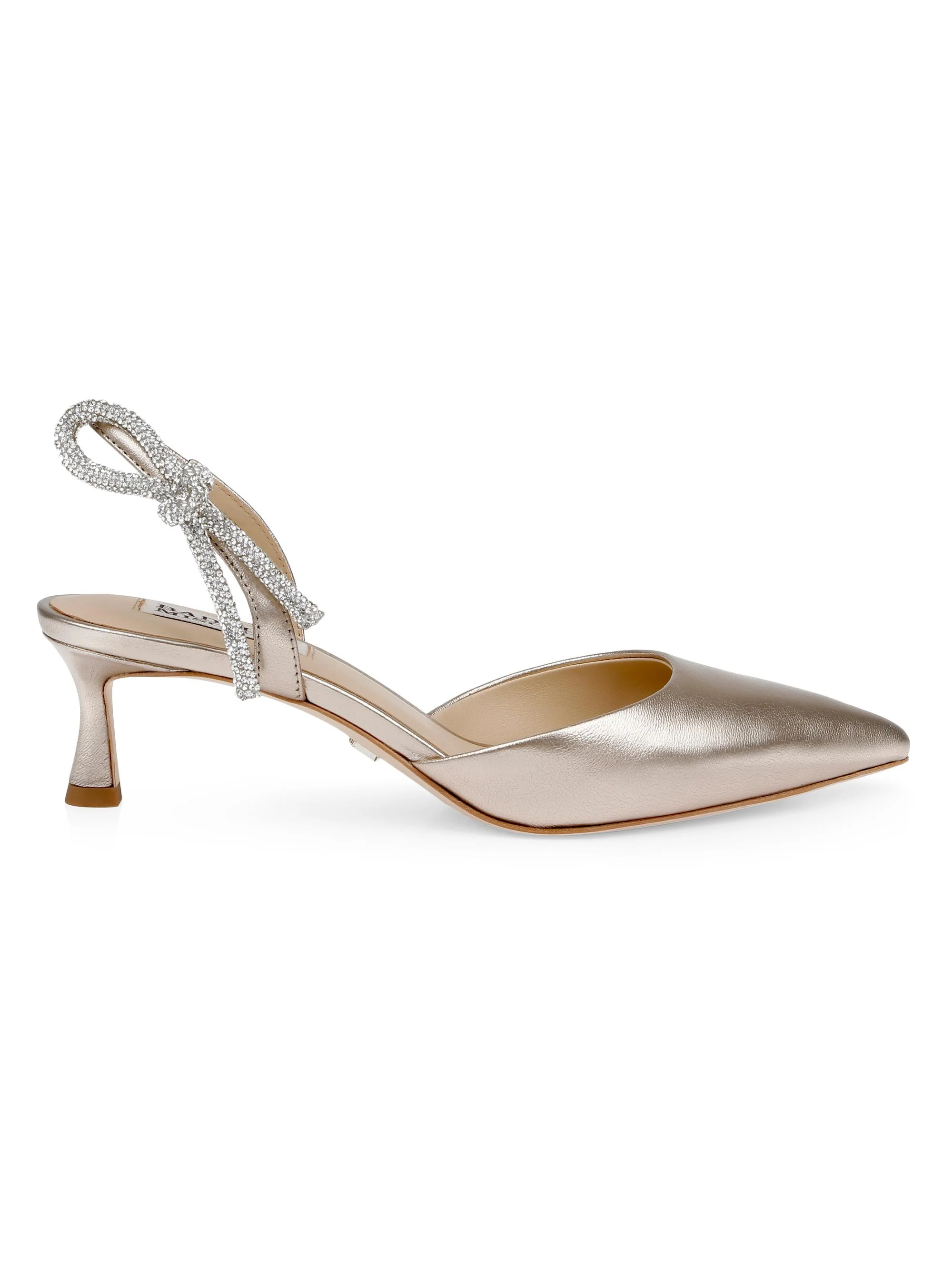 Women's Gentry 50MM Metallic Leather Slingback Pumps - Champagne Leather - 1