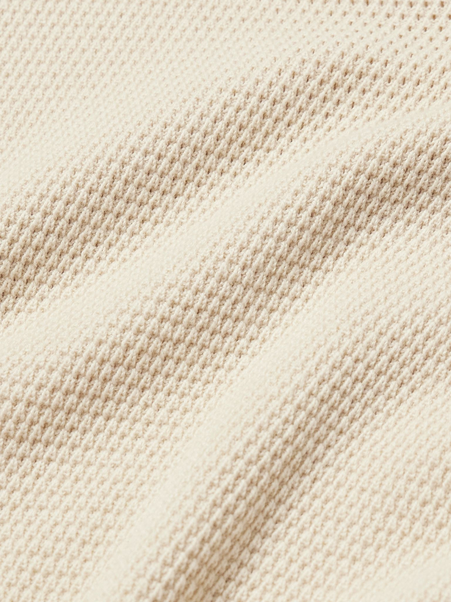 Cotton-Mesh Polo Shirt Ecru - 4