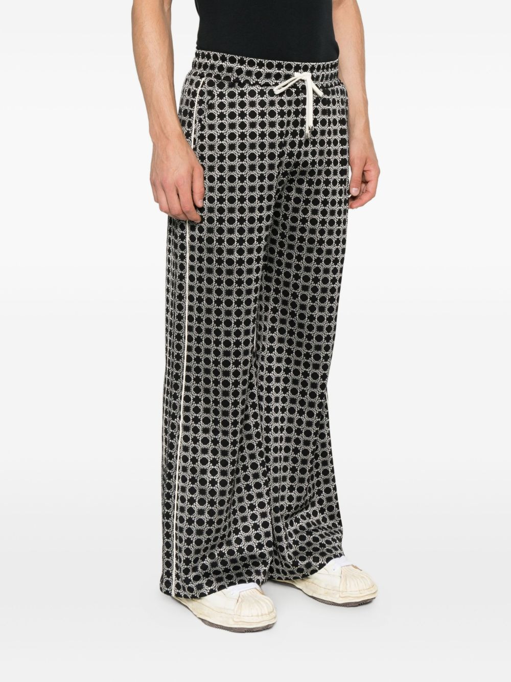 geometric-pattern drawstring trousers - 3