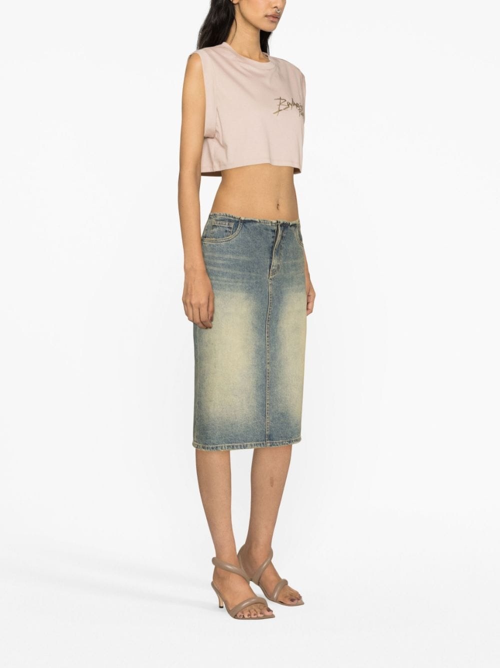 logo-print cotton crop top - 3