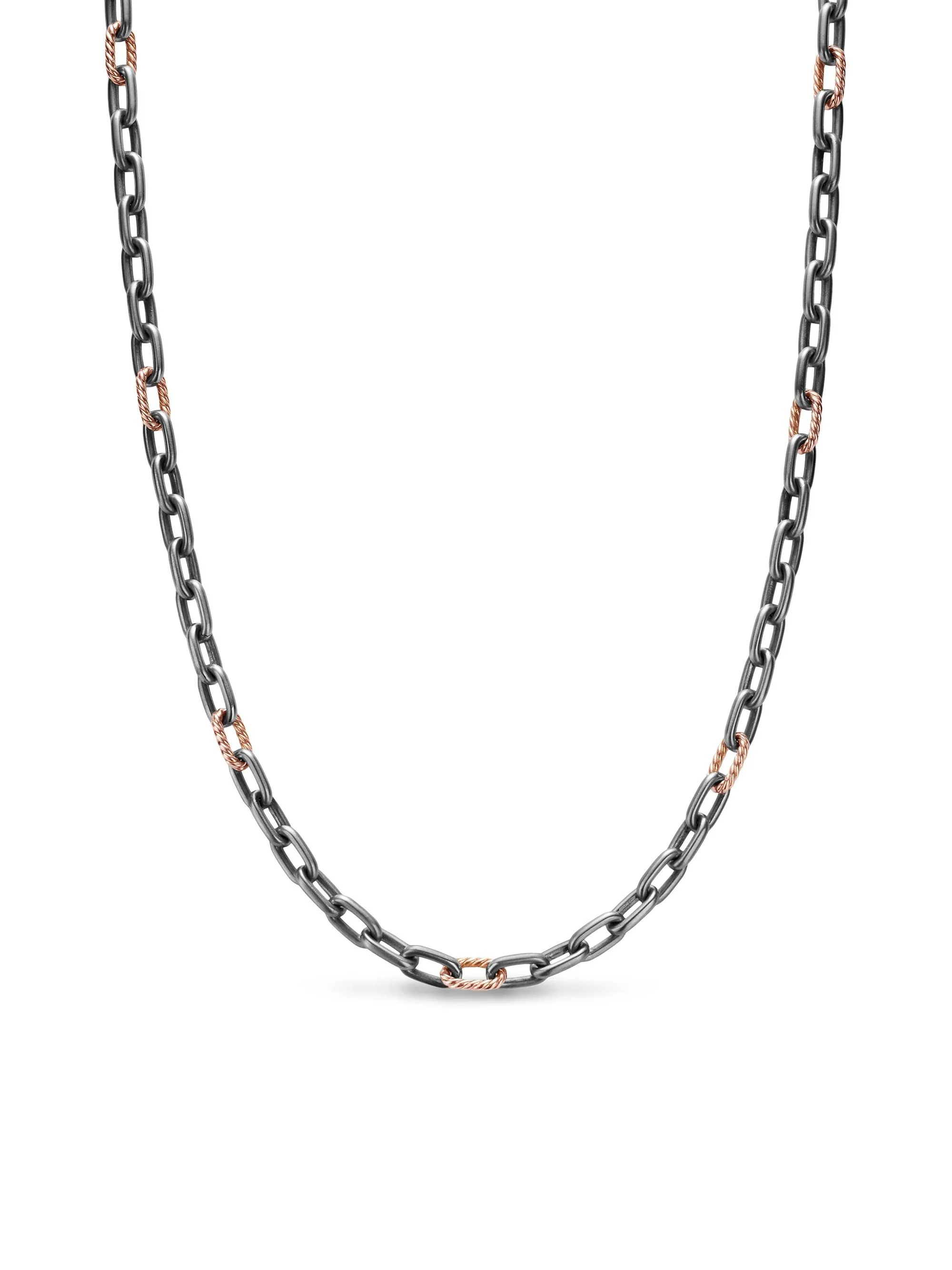 Men's DY Madison Chain Necklace in Grey Titanium - Rose Gold - 1