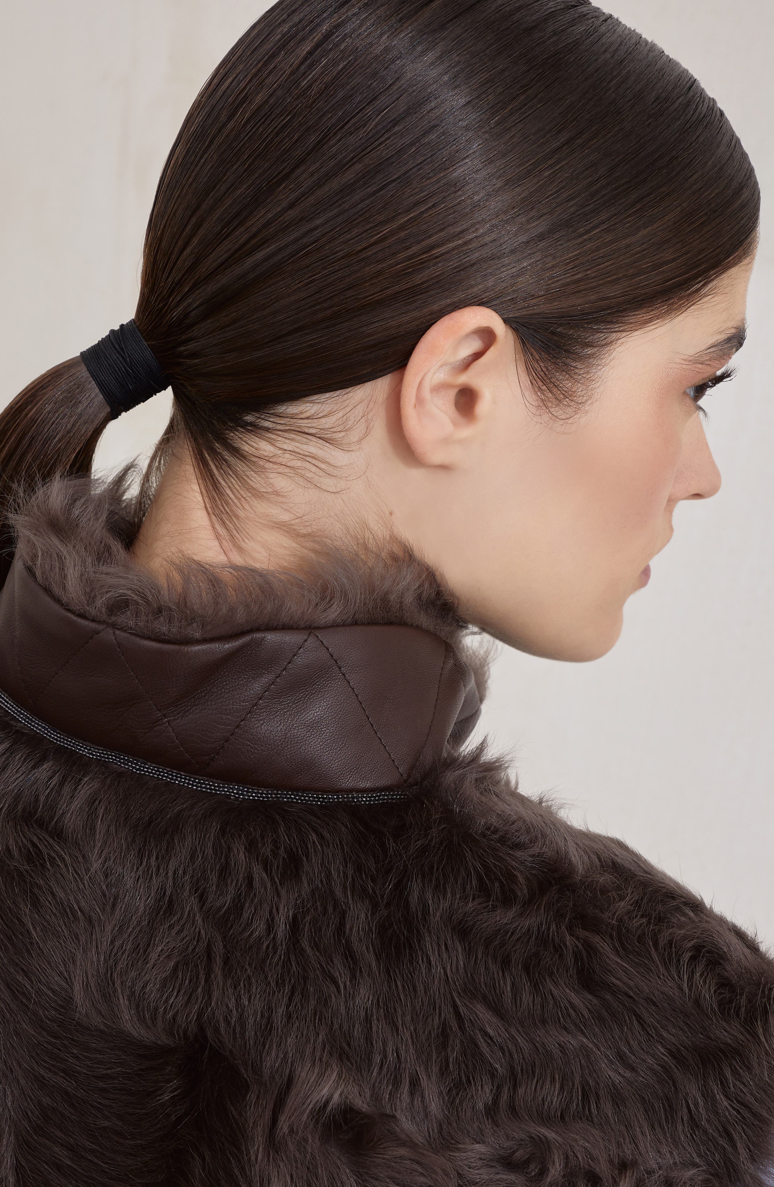 Brunello Cucinelli Wavy shearling vest in Rust Brown at Nordstrom - 4
