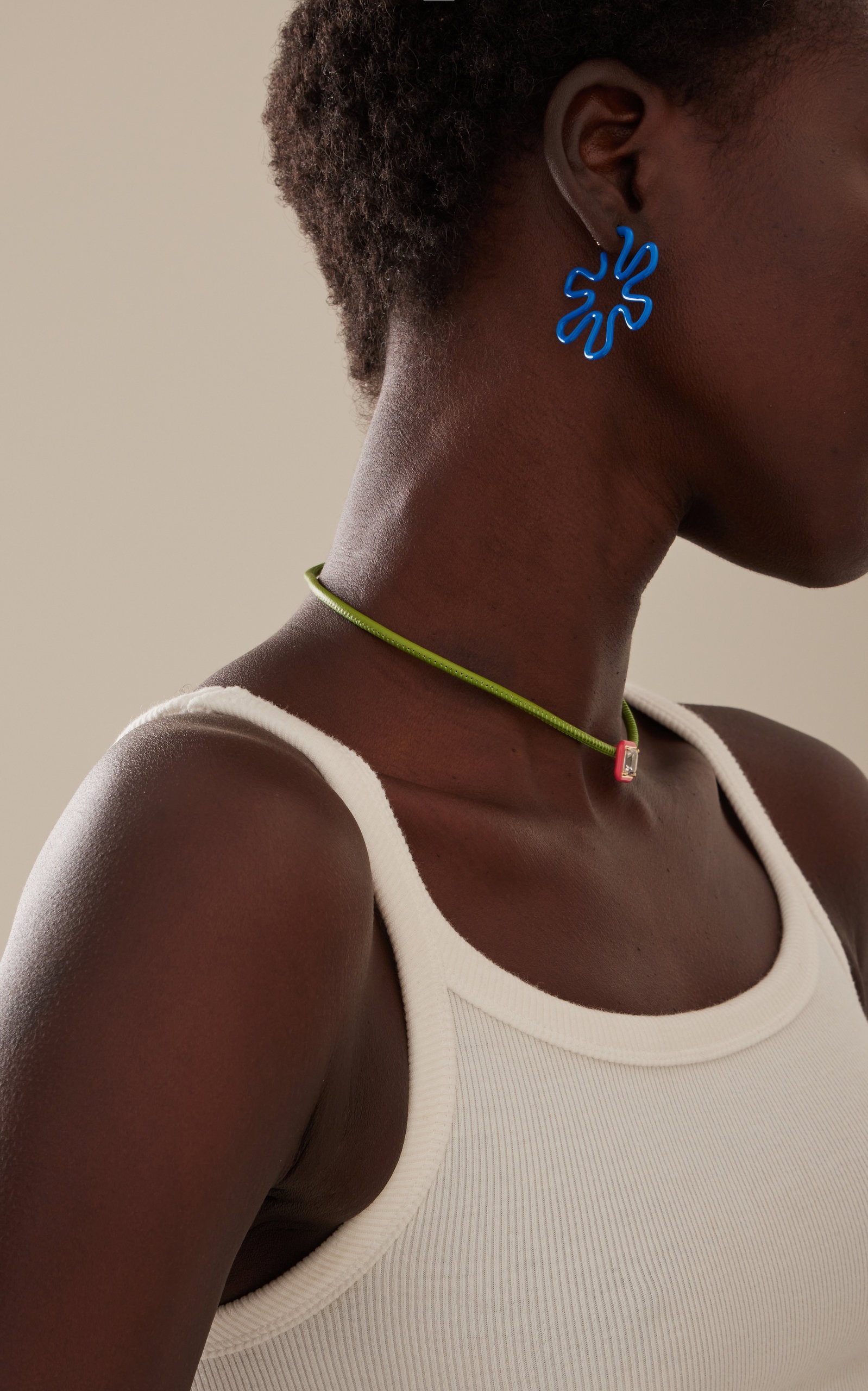 9K Gold Enamel Earrings blue - 2