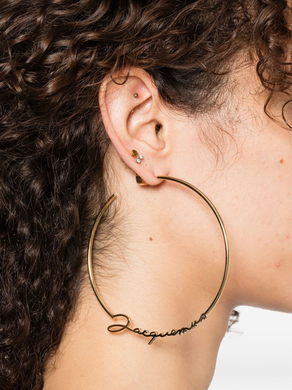 logo-lettering hoop earrings - 2
