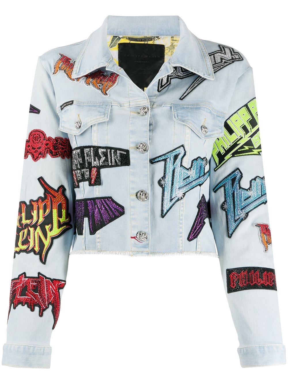 logo patch denim jacket - 1