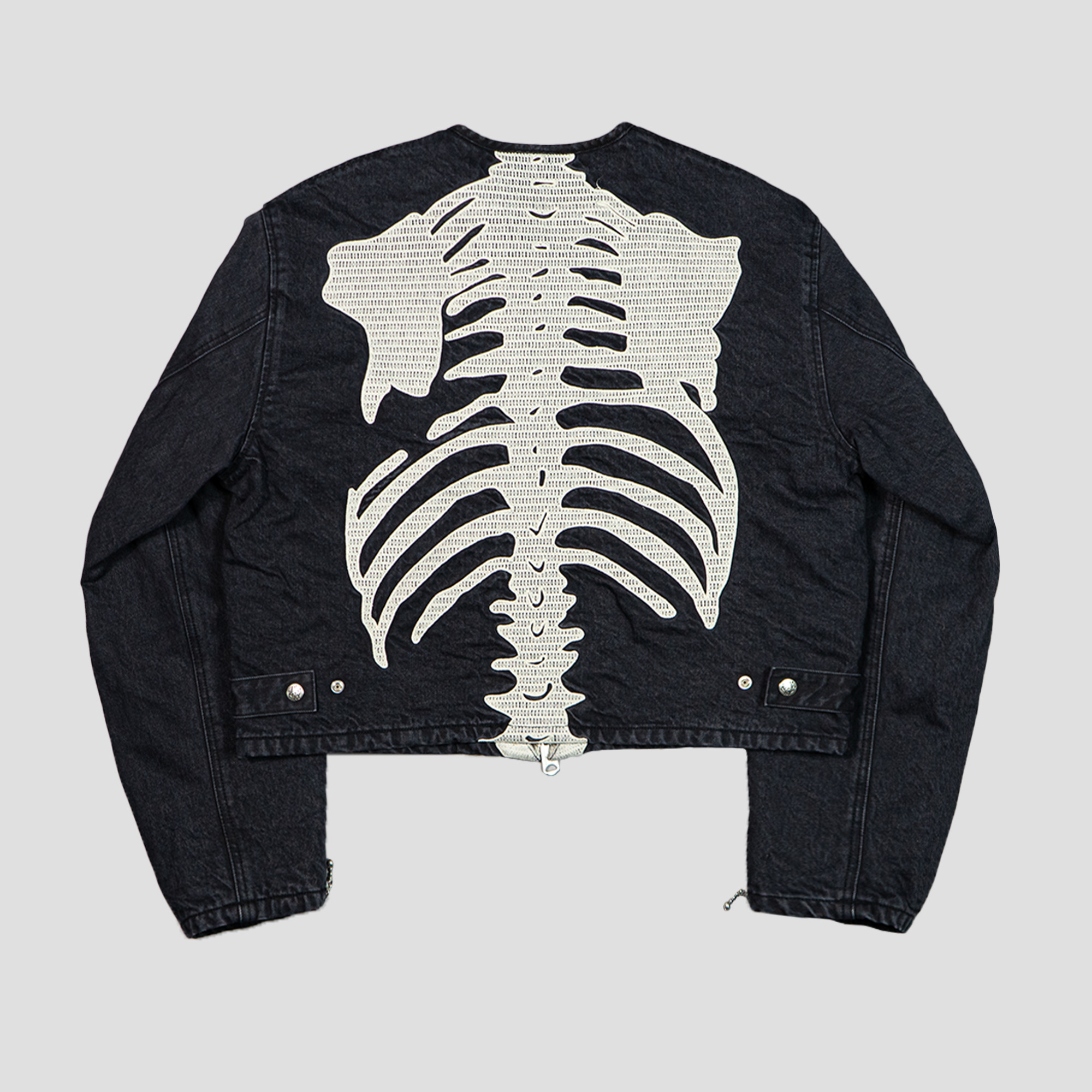 14oz BLACK DENIM MOTORCROSS JACKET (BONE) - 2