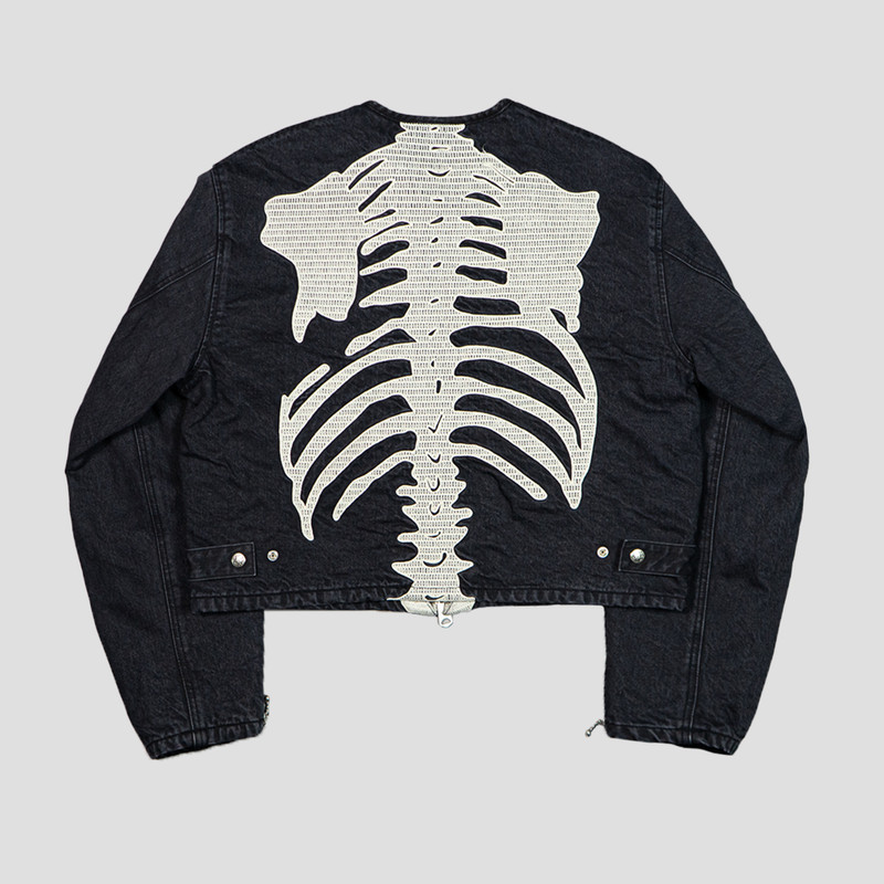 Kapital 14oz BLACK DENIM MOTORCROSS JACKET (BONE) outlook