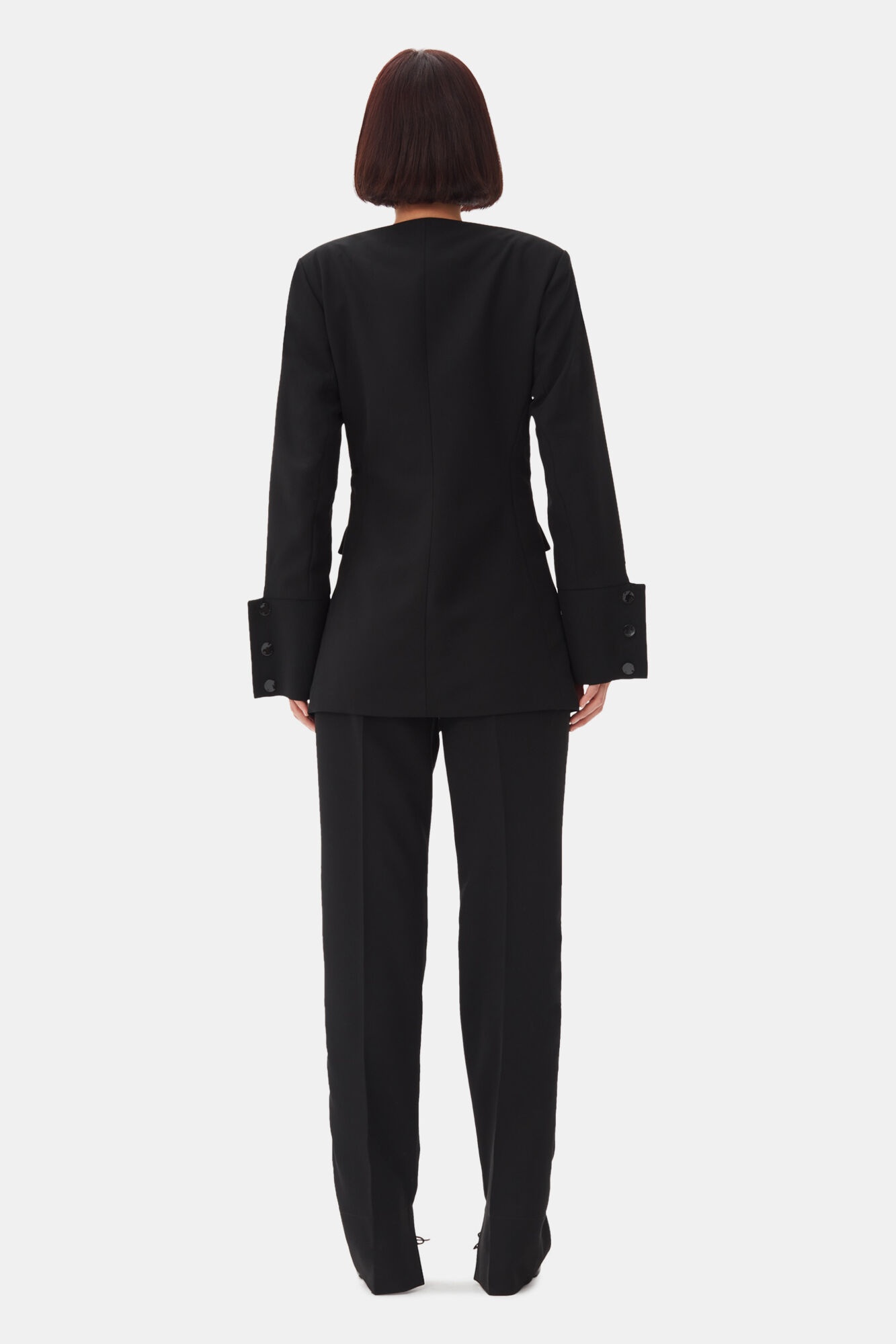 BLACK SUITING FITTED BLAZER - 5